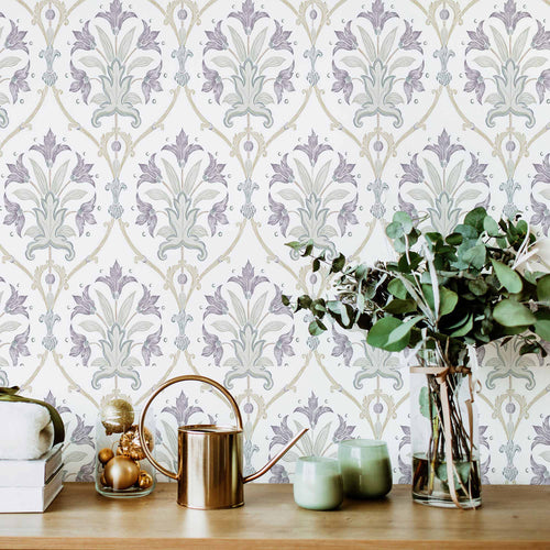 Purple Flowers Peel and Stick Removable Wallpaper 3219