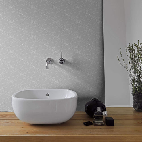 Gray and White Triangles Basic Peel and Stick Removable Wallpaper 2002