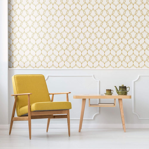 Golden Look Geometric Basic Peel and Stick Removable Wallpaper 8852