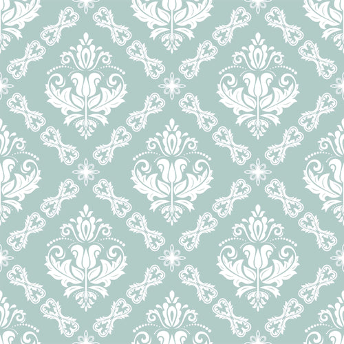 Duck Egg Blue Damask Basic Peel and Stick Removable Wallpaper 2864