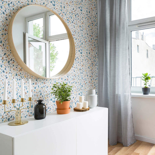 Orange Terrazzo Basic Peel and Stick Removable Wallpaper 6530