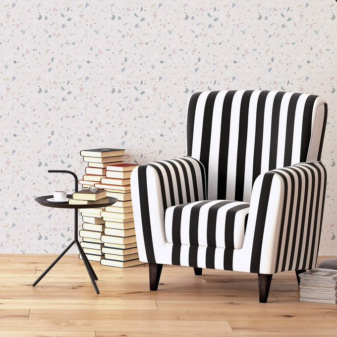 Ivory Terrazzo Basic Peel and Stick Removable Wallpaper 7846