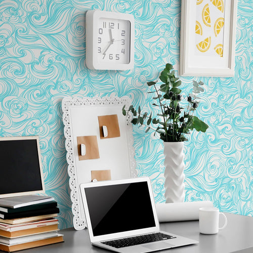 Blue Japanese Basic Peel and Stick Removable Wallpaper 5029