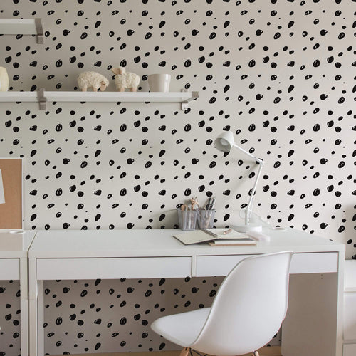 White and Black Seamless Basic Peel and Stick Removable Wallpaper 2232