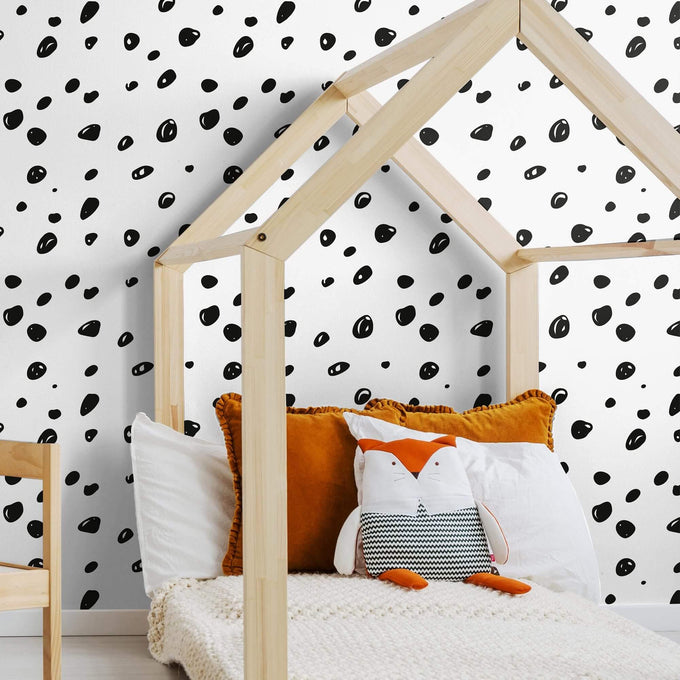 White and Black Seamless Basic Peel and Stick Removable Wallpaper 2232