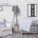 White and Black Retro Children Peel and Stick Removable Wallpaper 2940