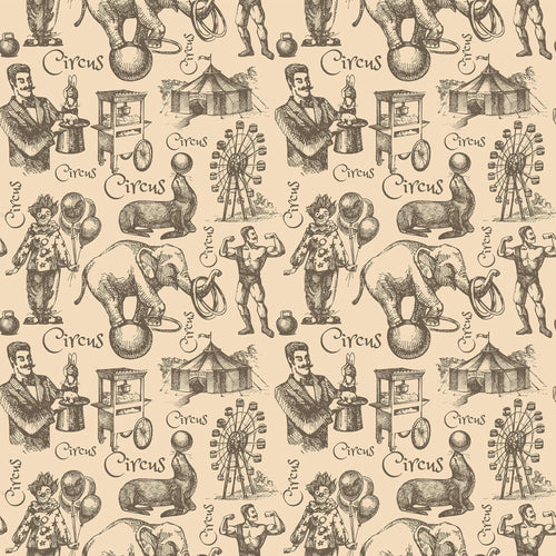 Tan Circus Children Peel and Stick Removable Wallpaper 0156