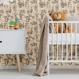 Tan Circus Children Peel and Stick Removable Wallpaper 0156