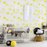 White and Gold Royalty Children Peel and Stick Removable Wallpaper 9328
