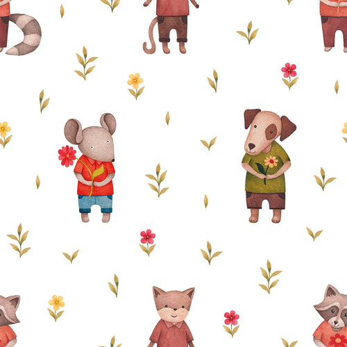 Green and Red Animals Children Peel and Stick Removable Wallpaper 0340