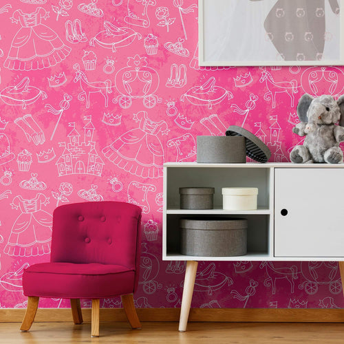 Pink Royalty Children Peel and Stick Removable Wallpaper 9469