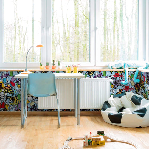 Green and Yellow Graffiti Children Peel and Stick Removable Wallpaper 3481