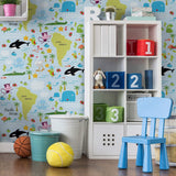 Blue Wildlife Children Peel and Stick Removable Wallpaper 6350