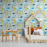 Blue Wildlife Children Peel and Stick Removable Wallpaper 6350