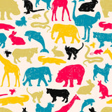 Blue and Fuchsia Animals Children Peel and Stick Removable Wallpaper 1920