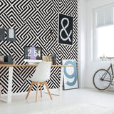 Black and White Cross Peel and Stick Removable Wallpaper 5497