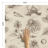 Beige Tropical Nautical Peel and Stick Removable Wallpaper 7902