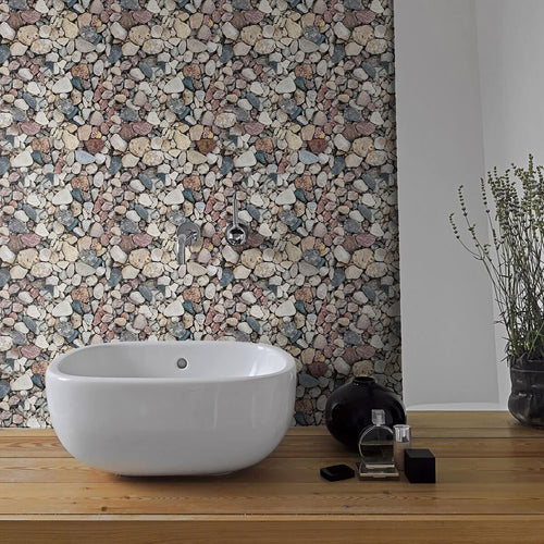Blue and Brown Stone Texture Peel and Stick Removable Wallpaper 3089