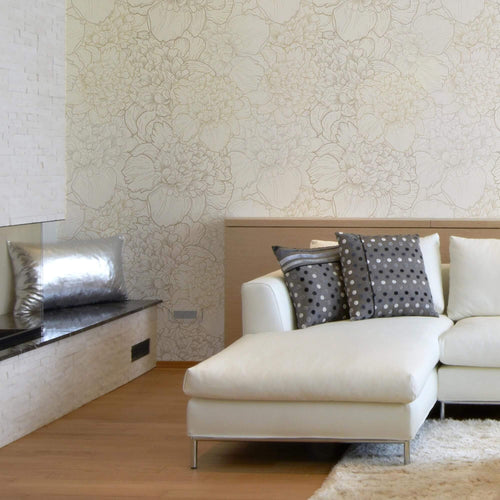 Beige Floral Peel and Stick Removable Wallpaper 1111