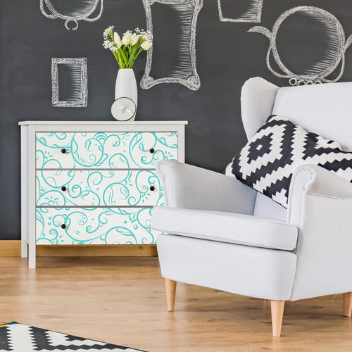 White and Green Botanical Floral Peel and Stick Removable Wallpaper 5736