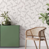 Black and White Leaves Peel and Stick Removable Wallpaper 8478
