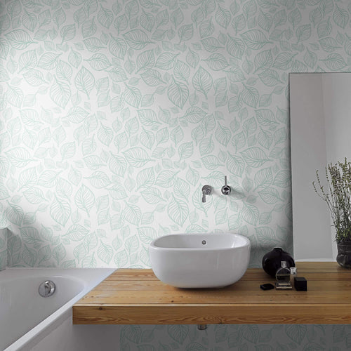 Green and White Floral Floral Peel and Stick Removable Wallpaper 4112