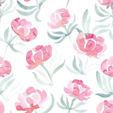 Pink and Red Watercolor Floral Peel and Stick Removable Wallpaper 4698
