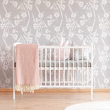 White and Gray Floral Peel and Stick Removable Wallpaper 6468