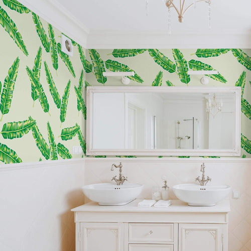 Green and Yellow Textured Floral Peel and Stick Removable Wallpaper 1654