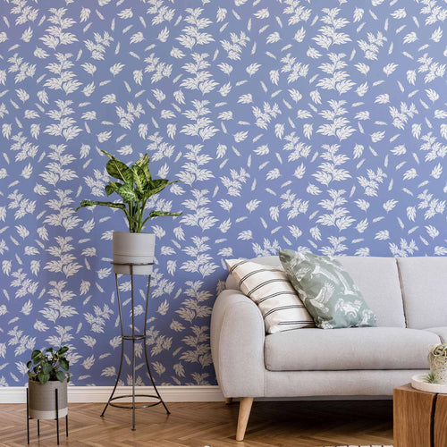 Blue Leaves Peel and Stick Removable Wallpaper 5449