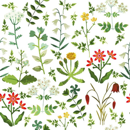 White Botanical Floral Peel and Stick Removable Wallpaper 1864