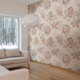 Brown and Beige Floral Floral Peel and Stick Removable Wallpaper 4035