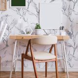 Grey Floral Peel and Stick Removable Wallpaper 4492