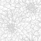 Black and White Flowers Peel and Stick Removable Wallpaper 7927