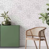 Black and White Flowers Peel and Stick Removable Wallpaper 7927