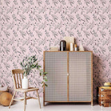 Pink Leaves Peel and Stick Removable Wallpaper 9814