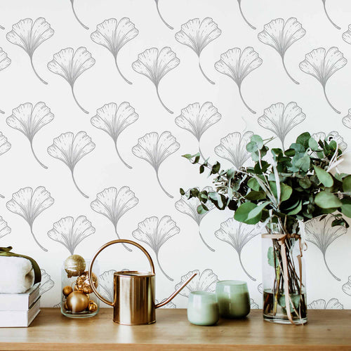 Black and White Flowers Peel and Stick Removable Wallpaper 1292