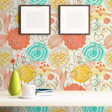 Red Heart Floral Peel and Stick Removable Wallpaper 2097
