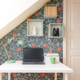 Dark Blue Baroque Floral Peel and Stick Removable Wallpaper 5913