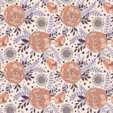 Orange and Purple Botanical Floral Peel and Stick Removable Wallpaper 6586