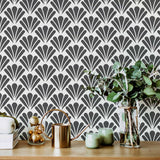 Black and White Shell Peel and Stick Removable Wallpaper 4009