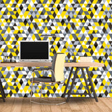 Yellow and Grey Triangles Geometric Peel and Stick Removable Wallpaper 3954