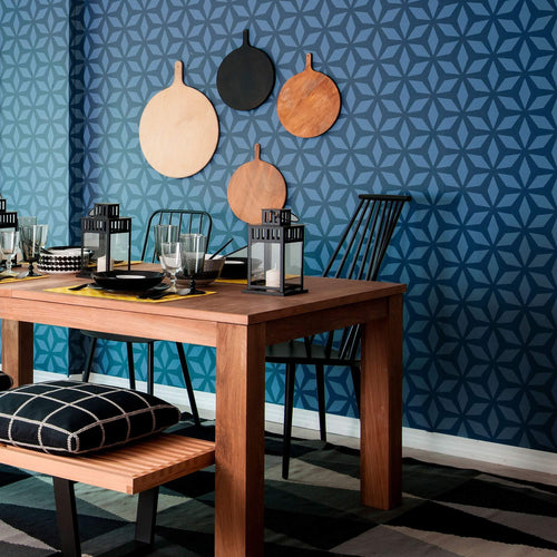 Royal Blue Diamond Geometric Peel and Stick Removable Wallpaper 291b