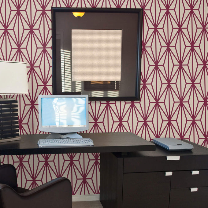 Violet and Beige Diamond Geometric Peel and Stick Removable Wallpaper 185a