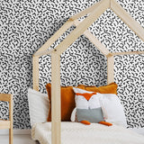 Black and White Textured Geometric Peel and Stick Removable Wallpaper 6890