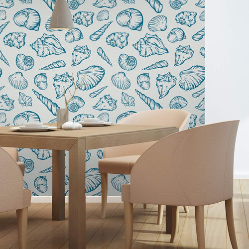 Blue Illustration Nautical Peel and Stick Removable Wallpaper 4442