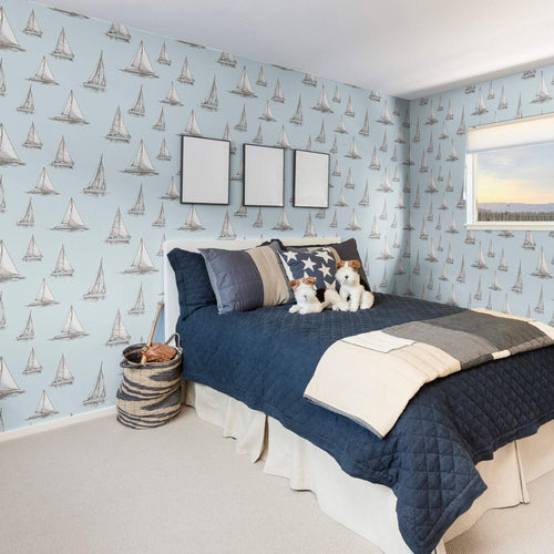 White and Grey Nautical Peel and Stick Removable Wallpaper 8242