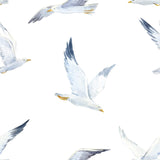 White and Blue Bird Nautical Peel and Stick Removable Wallpaper 4401