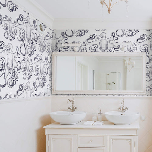 Black Fish Nautical Peel and Stick Removable Wallpaper 5725