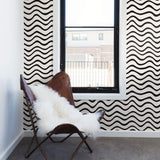 Black and White Lines Nautical Peel and Stick Removable Wallpaper 4043